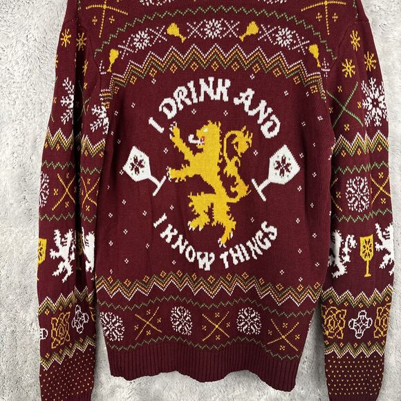 Game of Thrones I Drink and I Know Thing Knitted Ugly Sweater Size Large - Picture 2 of 5